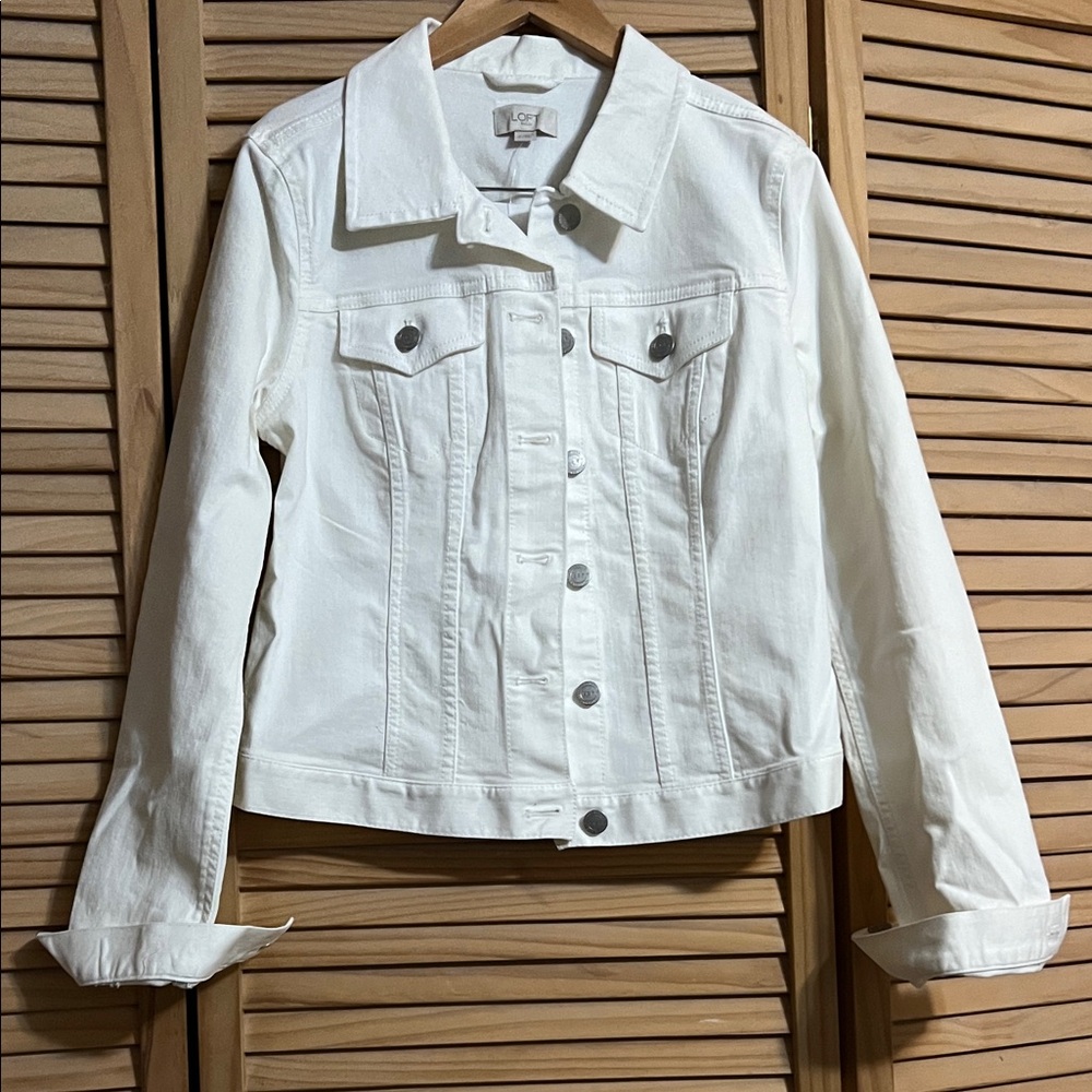 LOFT Classic White Jean Jacket
